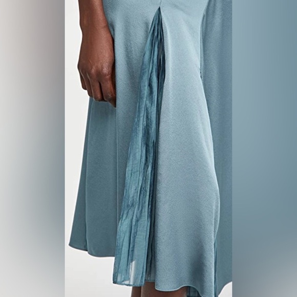 Vince Satin Midi Skirt 4 Pleated Mixed Media Asymmetrical - Picture 15 of 16